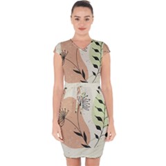 Flora Floral Flower Nature Plant Doodle Capsleeve Drawstring Dress 