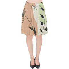 Flora Floral Flower Nature Plant Doodle Velvet High Waist Skirt