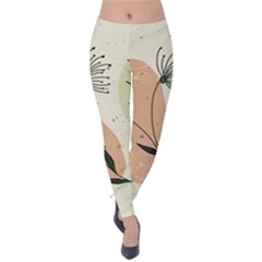 Flora Floral Flower Nature Plant Doodle Velvet Leggings