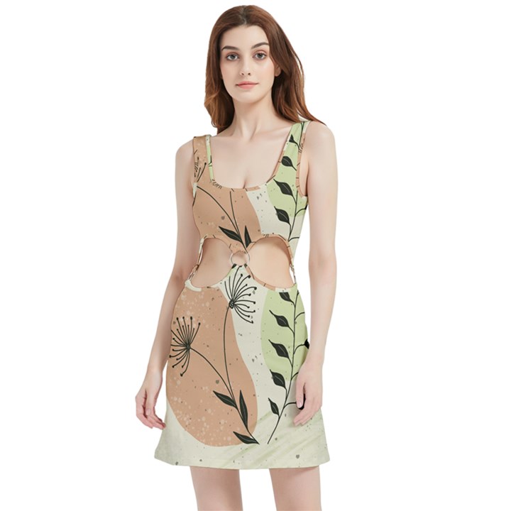 Flora Floral Flower Nature Plant Doodle Velour Cutout Dress