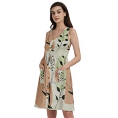 Flora Floral Flower Nature Plant Doodle Sleeveless Dress With Pocket by Maspions