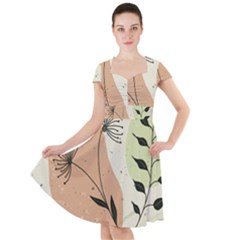 Flora Floral Flower Nature Plant Doodle Cap Sleeve Midi Dress