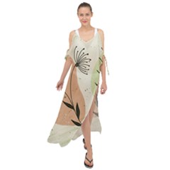 Flora Floral Flower Nature Plant Doodle Maxi Chiffon Cover Up Dress