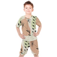 Flora Floral Flower Nature Plant Doodle Kids  T-shirt And Shorts Set