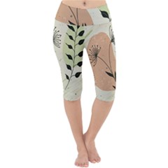 Flora Floral Flower Nature Plant Doodle Lightweight Velour Cropped Yoga Leggings