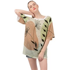 Flora Floral Flower Nature Plant Doodle Oversized Chiffon Top