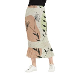 Flora Floral Flower Nature Plant Doodle Maxi Fishtail Chiffon Skirt