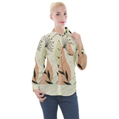 Flora Floral Flower Nature Plant Doodle Women s Long Sleeve Pocket Shirt