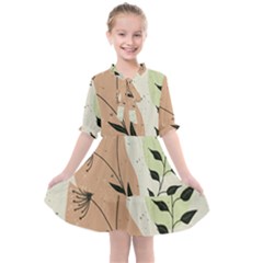 Flora Floral Flower Nature Plant Doodle Kids  All Frills Chiffon Dress by Maspions