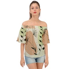 Flora Floral Flower Nature Plant Doodle Off Shoulder Short Sleeve Top