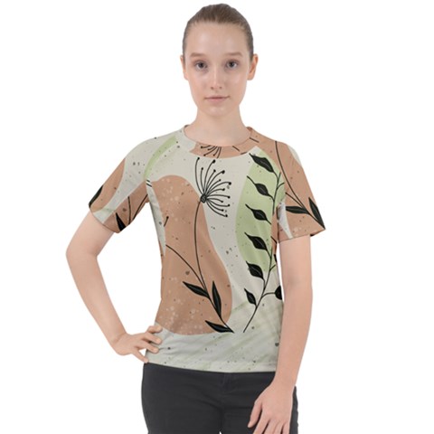 Flora Floral Flower Nature Plant Doodle Women s Sport Raglan T-shirt by Maspions