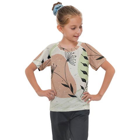 Flora Floral Flower Nature Plant Doodle Kids  Mesh Piece T-shirt by Maspions