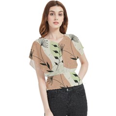 Flora Floral Flower Nature Plant Doodle Butterfly Chiffon Blouse