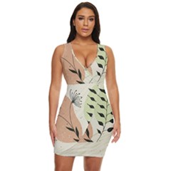 Flora Floral Flower Nature Plant Doodle Draped Bodycon Dress