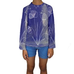 Flower Nature Abstract Art Kids  Long Sleeve Swimwear