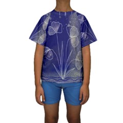 Flower Nature Abstract Art Kids  Short Sleeve Swimwear