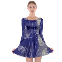 Flower Nature Abstract Art Long Sleeve Skater Dress