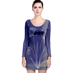 Flower Nature Abstract Art Long Sleeve Velvet Bodycon Dress