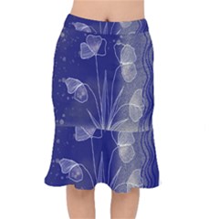 Flower Nature Abstract Art Short Mermaid Skirt