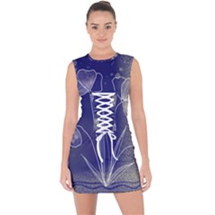 Flower Nature Abstract Art Lace Up Front Bodycon Dress