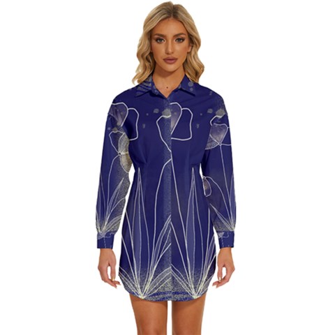 Flower Nature Abstract Art Womens Long Sleeve Shirt Dress by Maspions