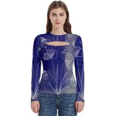 Flower Nature Abstract Art Women s Cut Out Long Sleeve T-shirt by Maspions