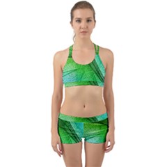 3d Leaves Texture Sheet Blue Green Back Web Gym Set by Cemarart