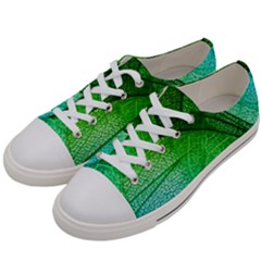 3d Leaves Texture Sheet Blue Green Men s Low Top Canvas Sneakers by Cemarart