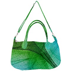 3d Leaves Texture Sheet Blue Green Removable Strap Handbag by Cemarart