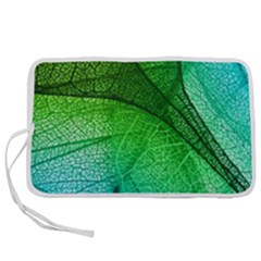 3d Leaves Texture Sheet Blue Green Pen Storage Case (s) by Cemarart