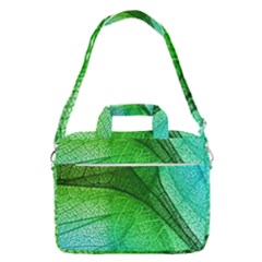 3d Leaves Texture Sheet Blue Green Macbook Pro 15  Shoulder Laptop Bag by Cemarart