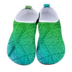 3d Leaves Texture Sheet Blue Green Men s Sock-style Water Shoes by Cemarart