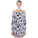 Seamless Pattern With Black White Doodle Dogs Long Sleeve Off Shoulder Dress View1