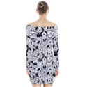 Seamless Pattern With Black White Doodle Dogs Long Sleeve Off Shoulder Dress View2