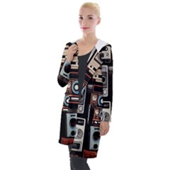 Retro Cameras Old Vintage Antique Technology Wallpaper Retrospective Hooded Pocket Cardigan by Grandong