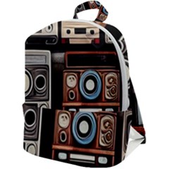 Retro Cameras Old Vintage Antique Technology Wallpaper Retrospective Zip Up Backpack by Grandong