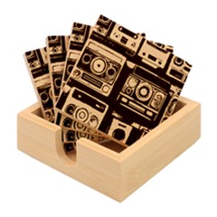 Retro Cameras Old Vintage Antique Technology Wallpaper Retrospective Bamboo Coaster Set