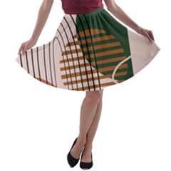 Line Forms Art Drawing Background A-line Skater Skirt