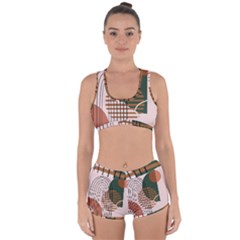 Line Forms Art Drawing Background Racerback Boyleg Bikini Set