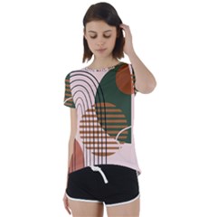 Line Forms Art Drawing Background Short Sleeve Open Back T-shirt