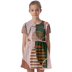 Line Forms Art Drawing Background Kids  Short Sleeve Pinafore Style Dress