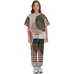 Line Forms Art Drawing Background Kids  T-shirt And Pants Sports Set