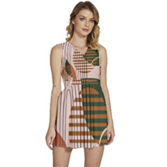 Line Forms Art Drawing Background Sleeveless High Waist Mini Dress