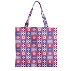 Flower Art Pattern Geometric Zipper Grocery Tote Bag