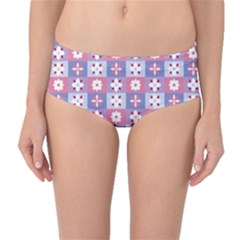 Flower Art Pattern Geometric Mid-waist Bikini Bottoms