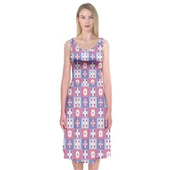 Flower Art Pattern Geometric Midi Sleeveless Dress