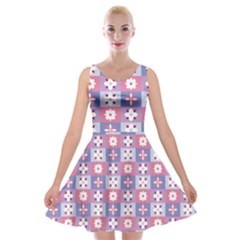 Flower Art Pattern Geometric Velvet Skater Dress