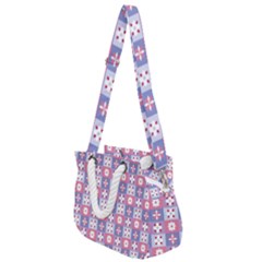 Flower Art Pattern Geometric Rope Handles Shoulder Strap Bag