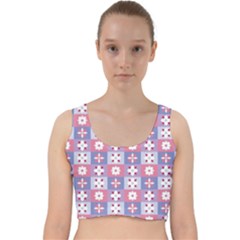 Flower Art Pattern Geometric Velvet Racer Back Crop Top