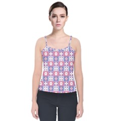 Flower Art Pattern Geometric Velvet Spaghetti Strap Top